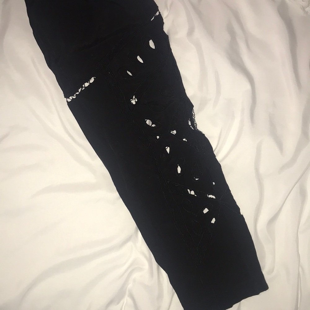 Anthropologie black trouser with laser cut detail